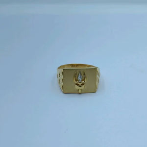 Traditional 22K Gold Mens <b>Ring</b> with Trishul Symbol Classic Religious Designer <b>Finger</b> <b>Ring</b> Indian Gold Jewellery - Product Image 1