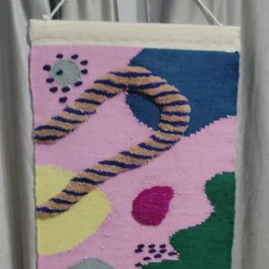 Arte de Tapiz Abstracto Hecho a Mano en India para Colgar en la Pared |   Tapiz de Macramé Tejido a Mano, Decoración Boho Moderna para Colgar en la Pared -34 - Product Image 1