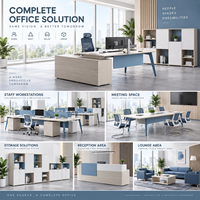 Bureau de direction moderne en forme de L avec armoire de rangement latérale, table de PDG/manager aspect bois pour espaces de travail contemporains