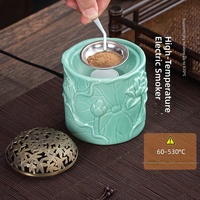 Brûleur d'encens électronique en céramique pour voiture, motif Nuage Auspicieux, recharge USB, minuterie et température réglables, diffuseur d'arômes pour la maison