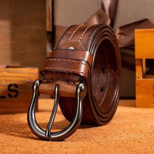 Cinturones de cuero genuino de Pakistán Hebilla de latón macizo 100% Cuero de vaca Moda Impresión de logotipo personalizado Precio adecuado en alta calidad - Product Image 2