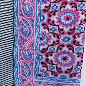 Block Printed Cotton Sarongs Handmade Floral Letter One-piece <b>Wrap</b> Pareo Scarf <b>Shawl</b> Summer Beach Wear Breathable Fashion - Product Image 3