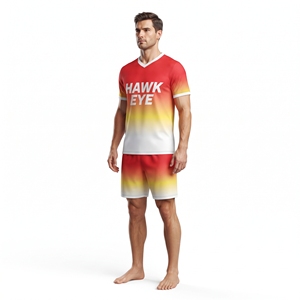 Ensemble de maillot de football sublimé pour homme Hawk Eye, col en V, manches courtes, couleur dégradée, évacuation de l'humidité, coupe athlétique, toutes saisons - Product Image 4