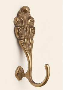 Antique Brass Wall <b>Hook</b> With Plant Pattern Design Minimalist Style For Clothing Storage Home Decorative Accents - Product Image 2