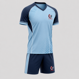 Fly Humble Men's Soccer Jersey Set Light Blue Navy V-Neck Short Sleeve Moisture Wicking <b>Athletic</b> Fit All Seasons Sublimated Prin - Product Image 5