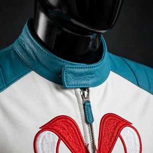 Traje de Motociclismo de Cuero Color Verde Azulado para Hombre, Mono de Cuerpo Entero con Bloques de Color, de una Pieza - Product Image 6
