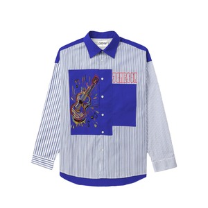 เสื้อเชิ้ตผู้ชายสไตล์ลำลองลายปะติดปะต่อ แขนยาว ติดกระดุม - Product Image 2