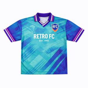 T-shirt de football surdimensionné personnalisé pour homme, en polyester par sublimation, style streetwear, maillot de foot rétro à col polo, tee-shirt athlétique - Product Image 2