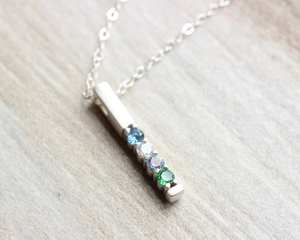 Birthstone Amethyst And Blue Topaz Necklace Satin Sterling Silver Gemstone Pendant Minimalist Women Jewelry Wholesale - Product Image 1