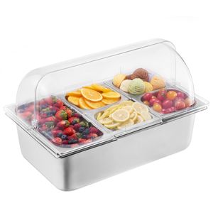 Elegante Vassoio di Servizio in Acciaio Inox a 5 Scomparti per Esposizione Cibo e Servizio Buffet - Product Image 2