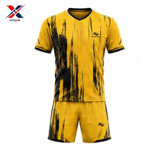 ชุดฟุตบอลพิมพ์ลายตามสั่ง ไซส์พลัส เสื้อและกางเกงขาสั้น โพลีเอสเตอร์ 100% ระบายเหงื่อได้ดี แห้งเร็ว พร้อมสกรีนโลโก้และชื่อตามต้องการ - Product Image 2