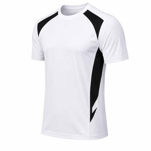 Casual Men's White Black Color Blocked <b>Raglan</b> Sleeve O-Neck Quick Dry Sporty T-Shirt Slim Fit Knitted 100% Polyester Daily Fit - Product Image 3