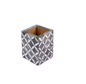 Porte-stylos décoratif carré Art Déco en os incrusté, finition très polie, pour bureau - Product Image 1