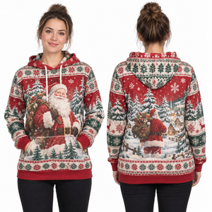 <b>Women's</b> <b>Christmas</b> Hooded Knitted Fleece Windproof Pullover <b>Sweater</b> Full Sleeve Winter Sweatshirt Pockets - Product Image 6