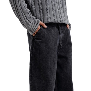 Nuevos Jeans de Hombre Estilo Ins Más Vendidos, Lavados, Holgados, Retro, de Pierna Recta, Negros - Product Image 4