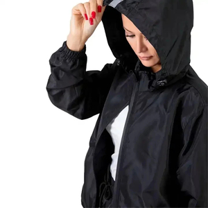 Unisex Hooded Windbreaker Tracksuit Set Drawstring Closure Lightweight Waterproof Nylon Two Piece Winter Jacket <b>Pants</b> - Product Image 2