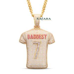 Colgante de Plata 925 con Moissanita y la Inscripción 'DADDEST' en Rosa, Estilo Hiphop, Joyería Unisex con el Número 7 - Product Image 2