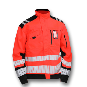 Ensemble veste et pantalon de travail pour homme, orange fluorescent, respirant, taille XL, avec bandes réfléchissantes - Product Image 4