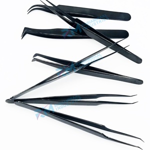 Pince à épiler RMI tendance noire pour extensions de cils, à poignée lisse, à pointe lisse, anti-magnétique, dentée/déchiquetée, en acier inoxydable - Product Image 6