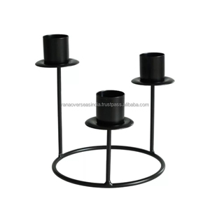 Soporte de vela de hierro negro y dorado más vendido con tres brazos para decoración de eventos y fiestas a precios asequibles - Product Image 4