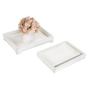 Plateau en bois de manguier au design élégant Plateau classique en bois fait main rectangulaire en blanc pour le service à usages multiples Plateau en bois décoratif - Product Image 3