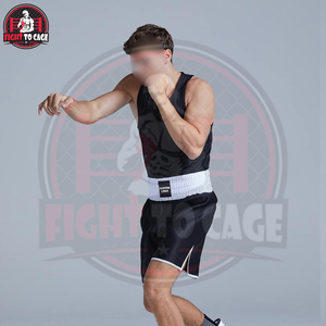 Highest Quality White Black <b>Red</b> Contrast Color Unisex Adult Boxing Martial Arts Wear Premium Product Boxing Trunk & <b>Tank</b> <b>Tops</b> - Product Image 2