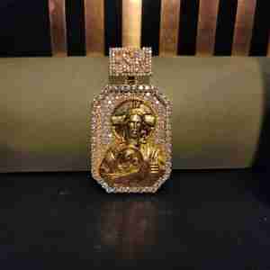 Regalo de aniversario para esposo, colgante unisex con dije de diamante cultivado en laboratorio de 4 quilates, estilo hip hop, de latón. - Product Image 1
