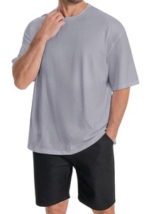 Nouveauté T-shirt décontracté pour homme à manches courtes 100% coton Col rond et épaules tombantes Couleur unie Surdimensionné Fabriqué au Bangladesh - Product Image 3