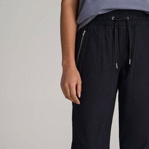 Pantalones de Punto Negros para Mujer, con Cordón Ajustable, Color Sólido, Largos, Casuales, Cintura Media, Corte Regular, Transpirables, de Algodón, Estilo Recto - Product Image 2