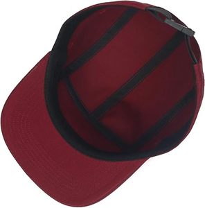 Casquette Snapback Unisexe 5 Panneaux en Coton Bordeaux Uni, Visière Plate Ajustable, Style Urbain pour Adultes, Tenue Décontractée Quatre Saisons - Product Image 3