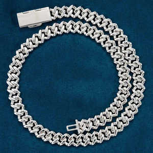 Collar Cubano con Incrustaciones de Moissanita para Hombre, Plata de Ley 925, Chapado en Oro Blanco, Joyería de Lujo Estilo Hip Hop - Product Image 2