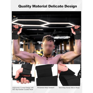 Sangles de levage réglables en acier robuste avec crochets pour musculation, entraînement de force, gym, fitness, support de poignet noir - Product Image 4