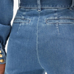 กางเกงยีนส์ทรงขาบานเอวสูงคุณภาพสูงสำหรับผู้หญิง ทรงปกติ ผ้ายีนส์ฟอกสไตล์วินเทจ สตรีทแวร์ ฤดูใบไม้ผลิ ฤดูร้อน สวมใส่สบาย - Product Image 5