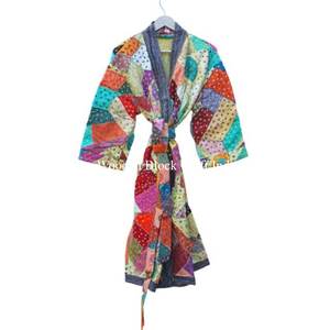 Robe de demoiselle d'honneur en coton Kantha faite à la main, brodée vintage, manteau d'hiver pour femme, cadeau de Saint-Valentin pour l'été - Product Image 1