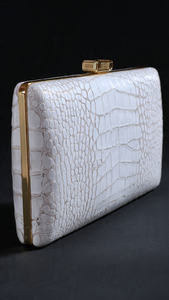 Bolso de Mano Tipo Clutch de Cuero Genuino Blanco y Negro para Mujer, con Cierre de Cremallera y Bordado, Portátil, a la Moda, Estilo Urbano - Product Image 4