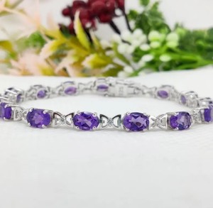 Natural Amethyst Stone 925 Sterling Silver Gold Plated <b>Charm</b> Bracelet Handmade Elegant Luxury Jewelry for Women Unisex Party - Product Image 3