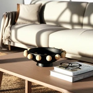 Bol de service décoratif en bois fait main, design minimaliste, finition naturelle non traitée, pour la décoration de la maison et le service des aliments - Product Image 2