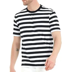 T-shirt Homme Noir et Blanc à Logo Avant, Manches Courtes, Coupe Classique, Col Rond, Décontracté, en Jersey Mélange Coton Respirant 200g - Product Image 3
