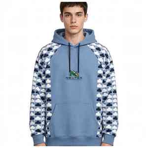 เสื้อฮู้ด NEXTEX รุ่น Unisex Cloud Grid Pullover สีฟ้าพาสเทล ผ้าฝ้ายฟลีซเนื้อนุ่ม อุ่นสบาย พิมพ์ลายกราฟิก - Product Image 1