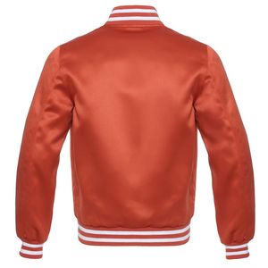 Chaqueta Varsity Naranja Personalizada para Hombre, Chaqueta Bomber de Satén Lisa, Chaqueta Letterman de Corte Regular - Product Image 2