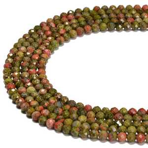 Cuentas redondas microfacetadas de unakita natural de alta calidad de 2MM 3MM 4MM, cuentas sueltas de gema de unakita roja para la fabricación de joyas y manualidades DIY. - Product Image 1