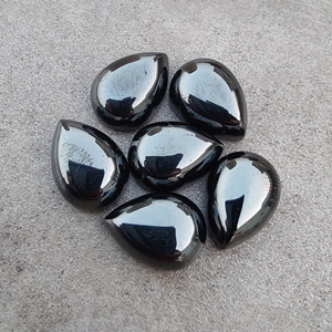 Hématite véritable, cabochon en forme de poire, dos plat, calibré, pierre précieuse de qualité en vrac - Product Image 3