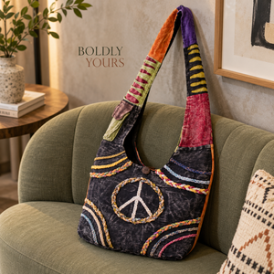 Bolso de Hombro Bohemio para Mujer con Correa Única y Cierre de Botón |   Bolso Bandolera Estilo Hippie para Uso Diario Informal y Viajes - Product Image 4
