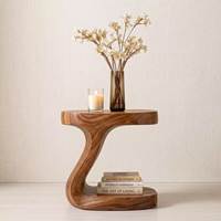 Table basse en bois sculpturale, table d'appoint moderne, table centrale décorative pour salon, marron, artisanale, pour l'inauguration d'une maison, à poser au sol