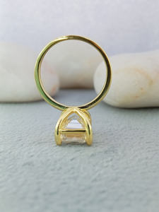 Bague de fiançailles classique solitaire taille émeraude 2,0 carats en or massif 18 carats blanc et jaune, diamant de laboratoire VVS, bijoux fins pour soirée - Product Image 5