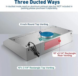 เครื่องดูดควันในครัวแบบติดตั้งใต้ตู้ขนาด 30 นิ้ว รุ่น S-N-D-O-A-S 600 CFM ทำจากสแตนเลส 3 ระดับความเร็ว - Product Image 4