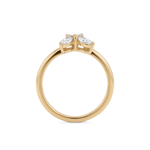 Bague de fiançailles minimaliste en or massif plaqué 14K 18K avec diamants de laboratoire et moissanite, sertie de marquises et de pierres rondes, bague de promesse, bague papillon - Product Image 4
