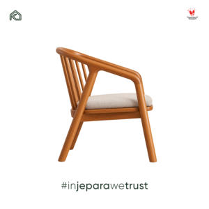 Fauteuil de salle à manger de luxe en teck massif avec dossier à tiges courbées et coussin rembourré, style scandinave moderne pour restaurant et villa - Product Image 5
