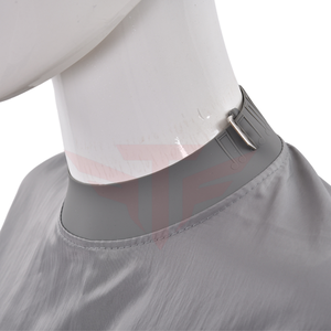 Cape de coiffure personnalisée avec logo, écologique, grise, résistante à l'eau, en polyester/nylon, tablier de coupe de cheveux pour salon, Tactus Industries - Product Image 3