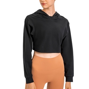 Custom Women's 2025 Cropped Oversize Pullover Hoodie Casual Hooded Sweatshirt with Crop <b>Top</b> Collar for <b>Winter</b> - Product Image 2